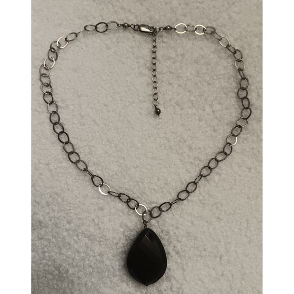 Sterling Silver Smoky Quartz Amulet Necklace 15-17 in - Picture 6 of 7